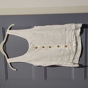 Ladies white 100% linen tank top